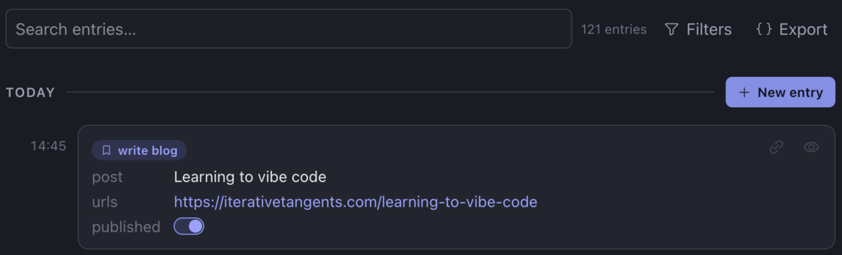Screenshot of a vibe-coded web app